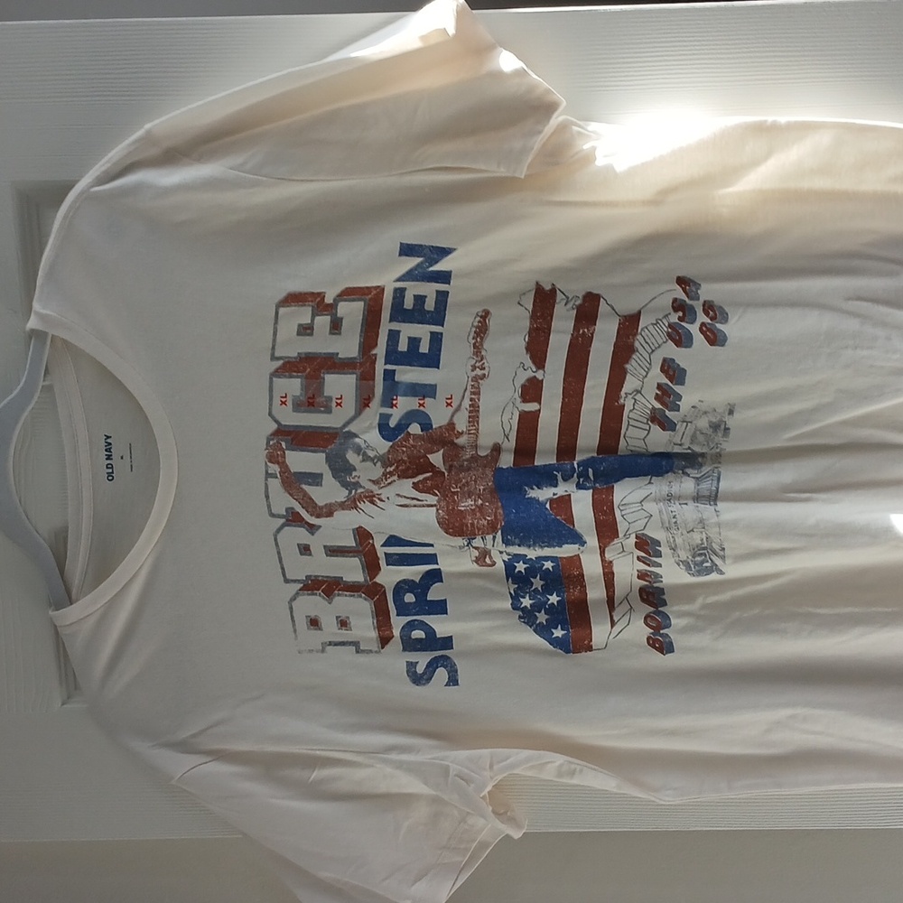 Old Navy Bruce Springsteen Sea Salt Americana USA White Crew Neck T-Shirt XL